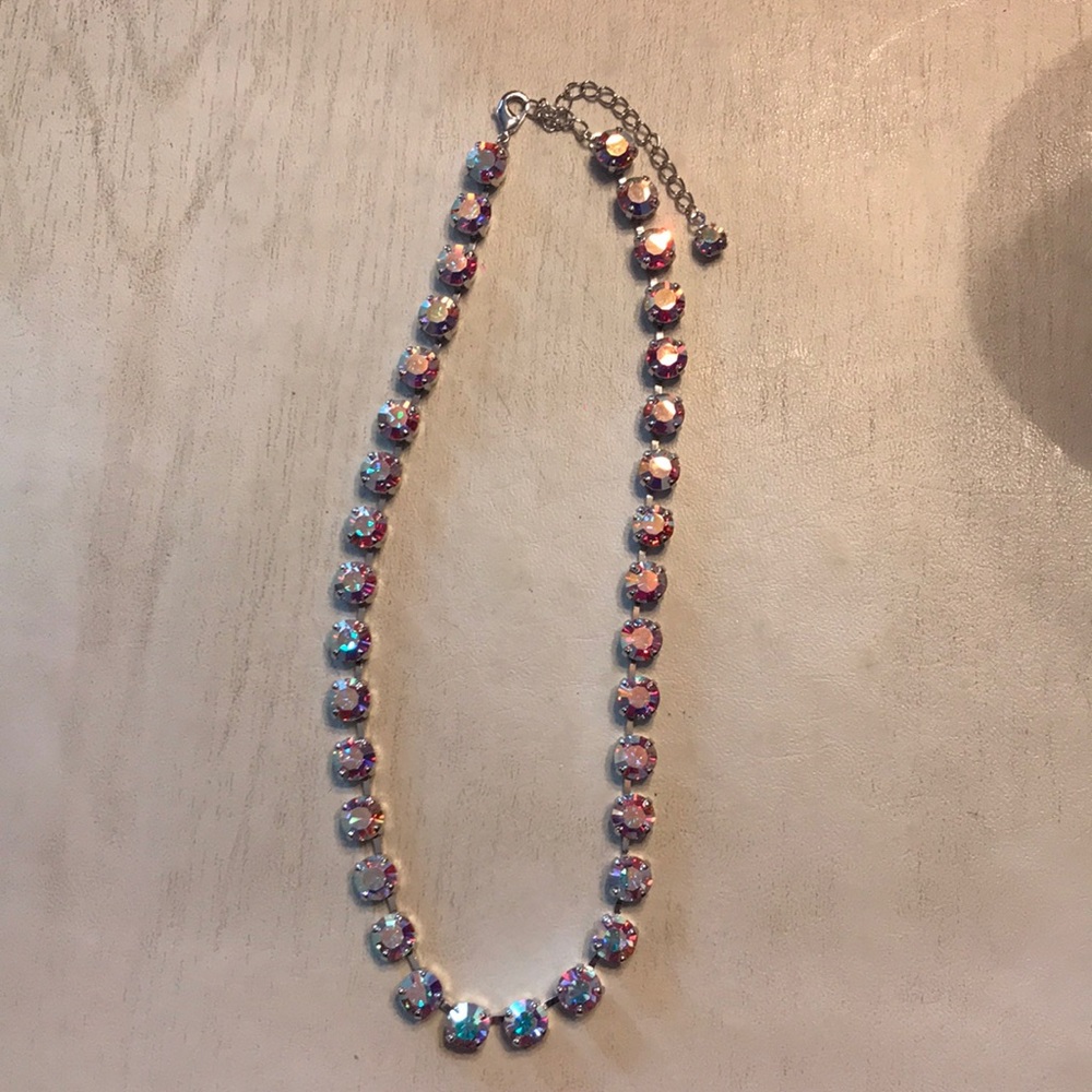 Rhodium plated crystal authored boreale necklace
